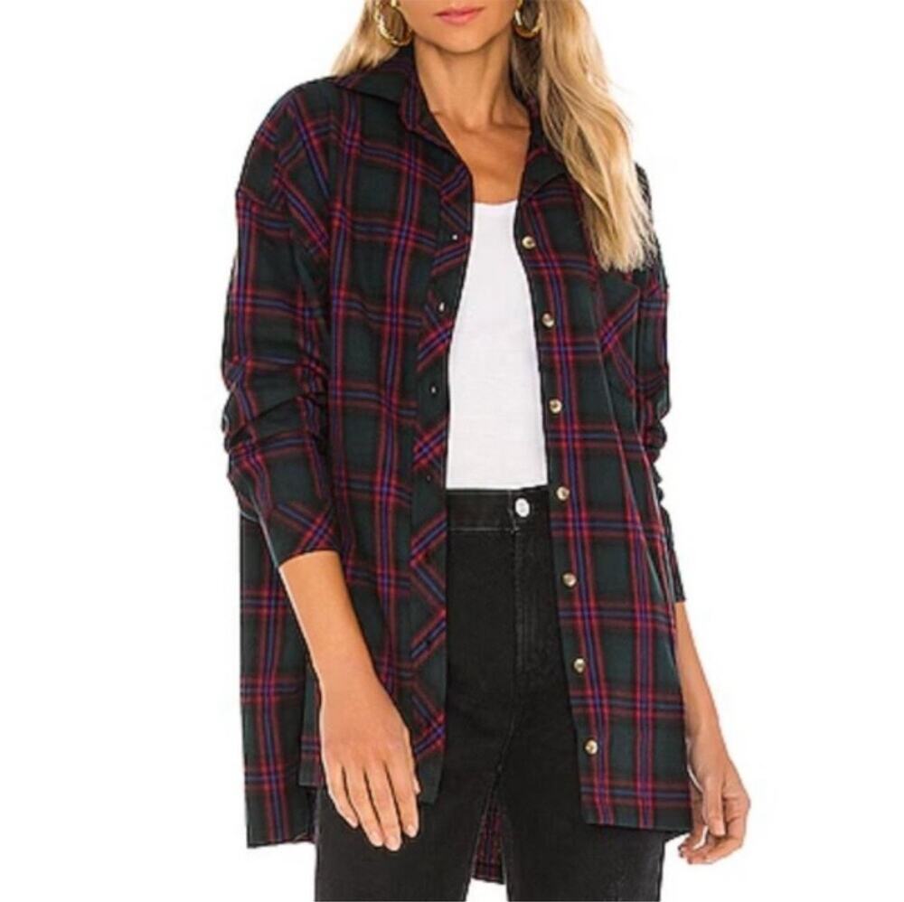Lovers & Friends Gela Oversized Flannel Plaid Flannel Size Xsmall Boyfriend Fit